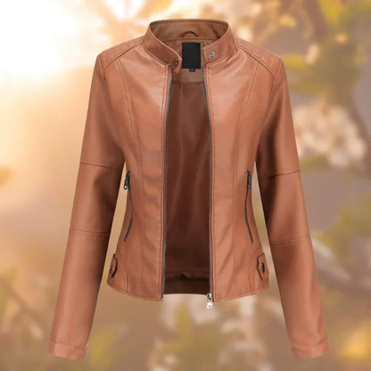 Larissa — Giacca Biker Aderente con Zip e Tasche Laterali