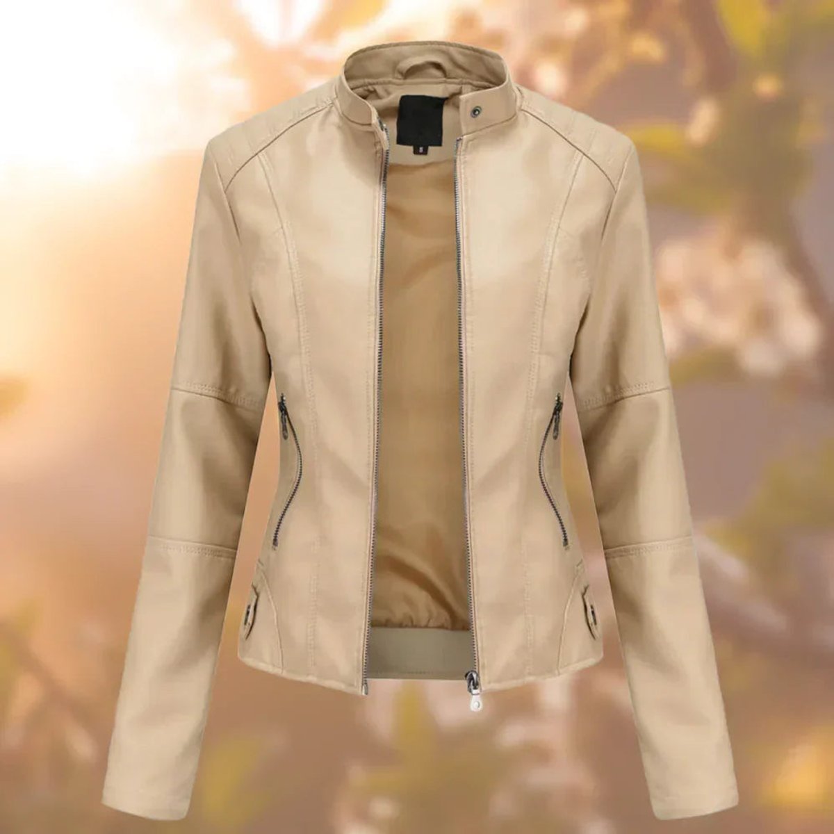 Larissa — Giacca Biker Aderente con Zip e Tasche Laterali
