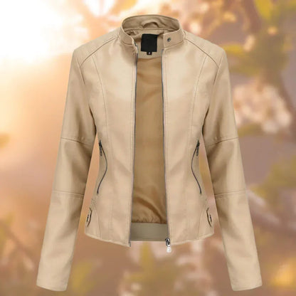 Larissa — Giacca Biker Aderente con Zip e Tasche Laterali