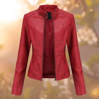 Larissa — Giacca Biker Aderente con Zip e Tasche Laterali