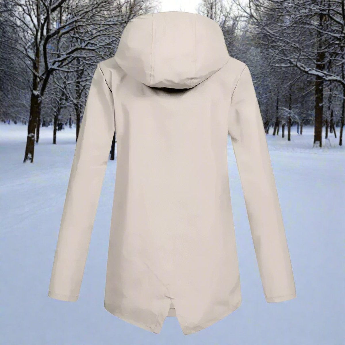 Lorena, Giacca Lunga con Cappuccio e Zip