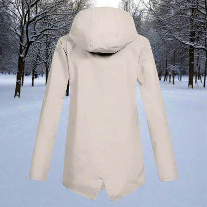 Lorena, Giacca Lunga con Cappuccio e Zip