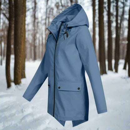 Lorena, Giacca Lunga con Cappuccio e Zip