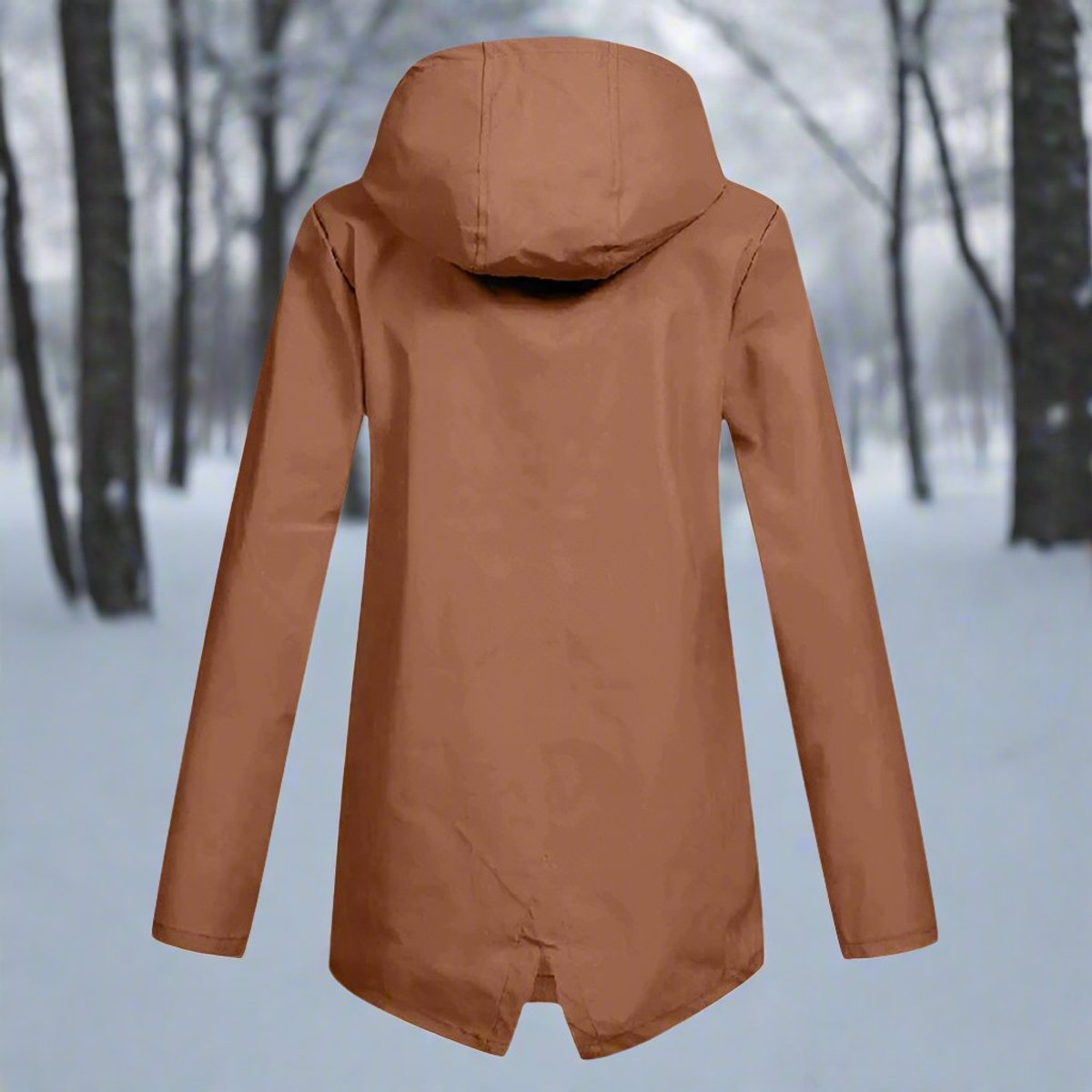 Lorena, Giacca Lunga con Cappuccio e Zip