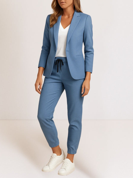 Zelmira, completo blazer e pantaloni alla caviglia, blu