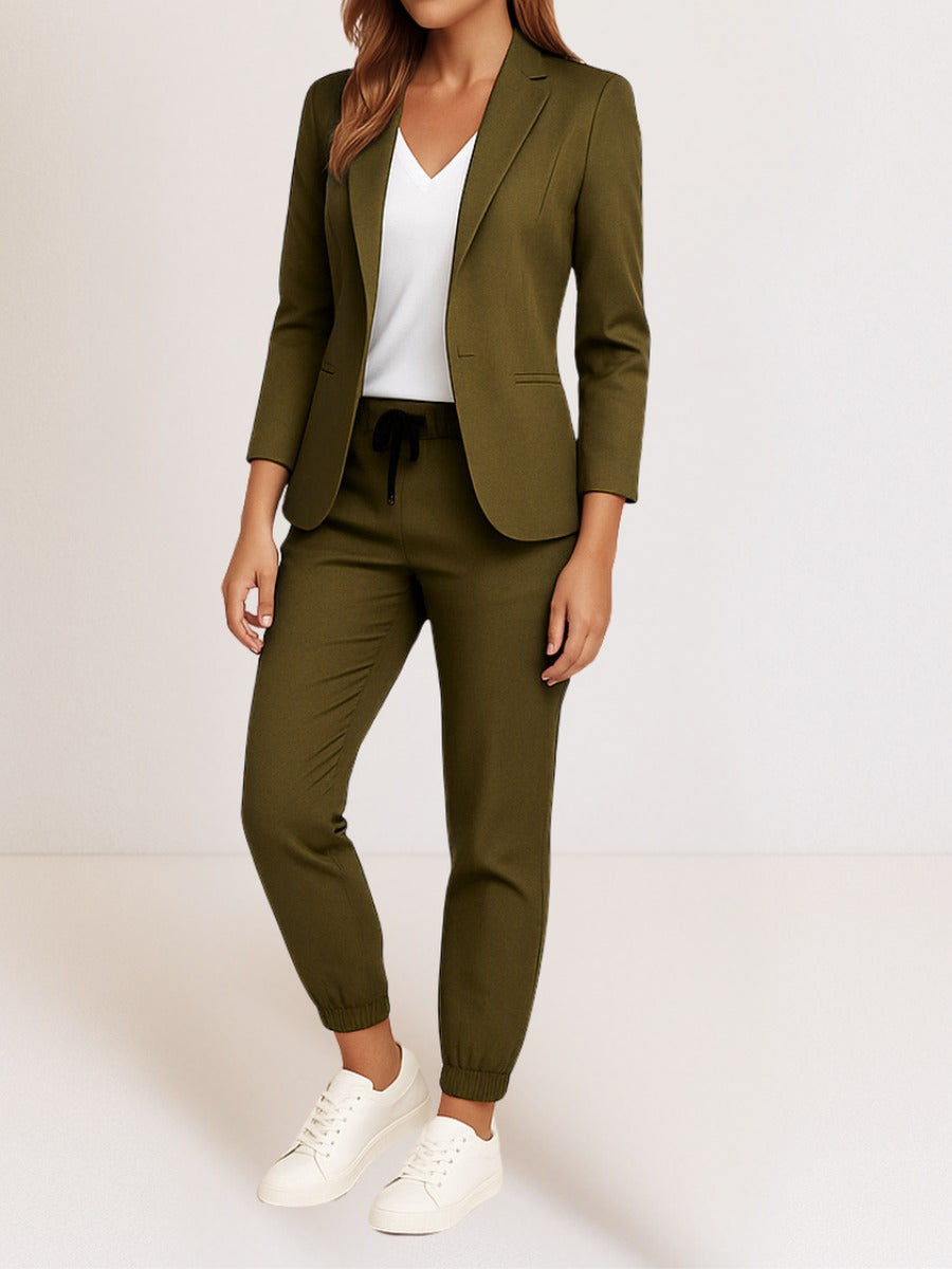 Zelmira, completo blazer e pantaloni alla caviglia, verde